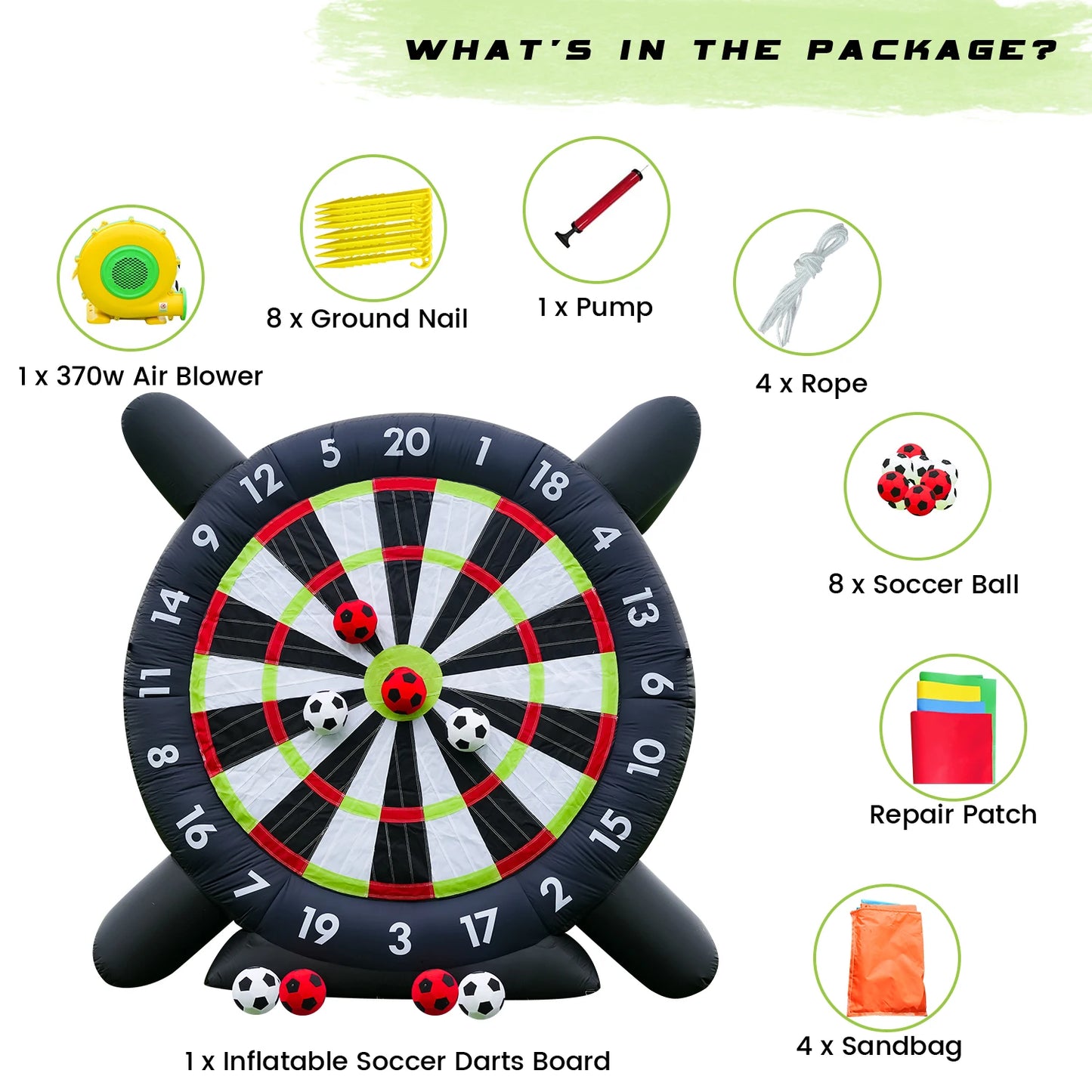 King Inflatable Soccer Ball Darts Board With 8 Balls And Blower