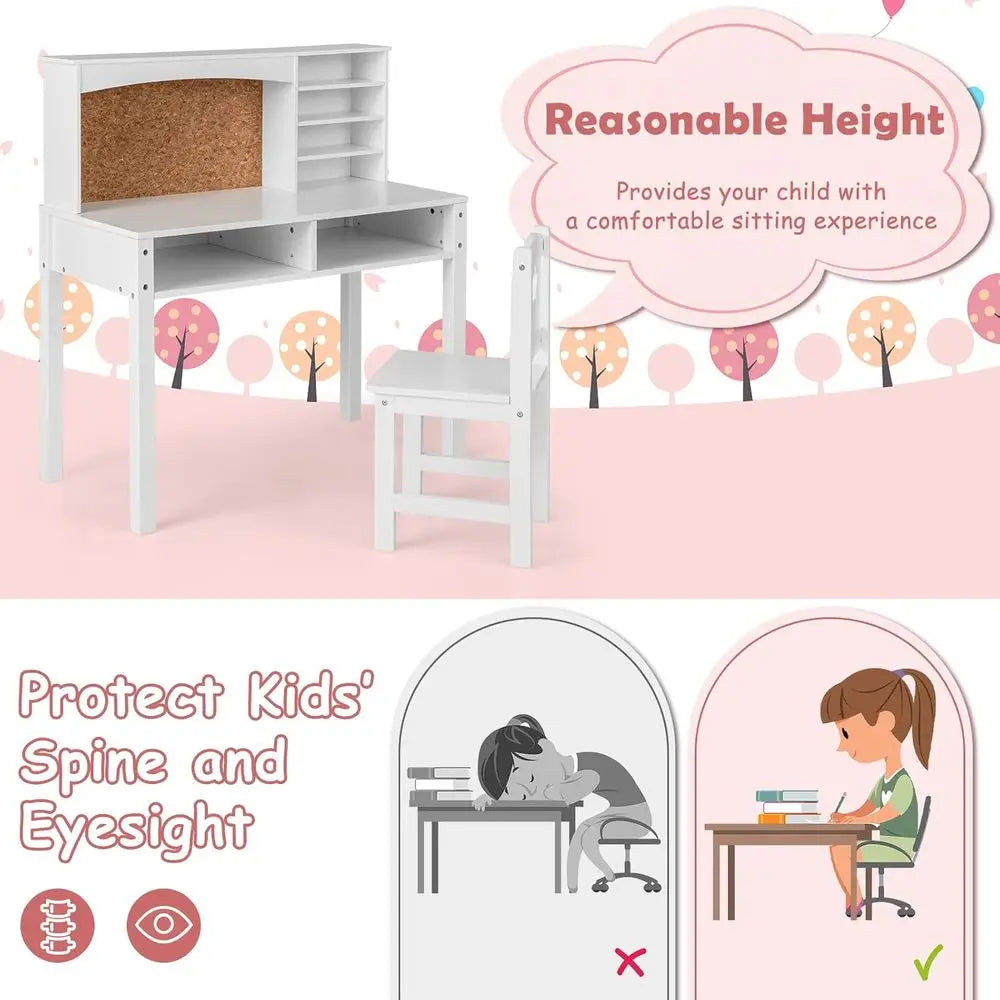 Kids Desk And Chair Set Wooden Desk With Storage Hutch by S And B Enterprise