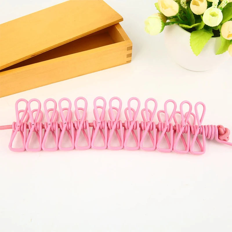 Portable Retractable Clothesline With 12 Clips For Outdoor Laundry Drying by S And B Enterprise