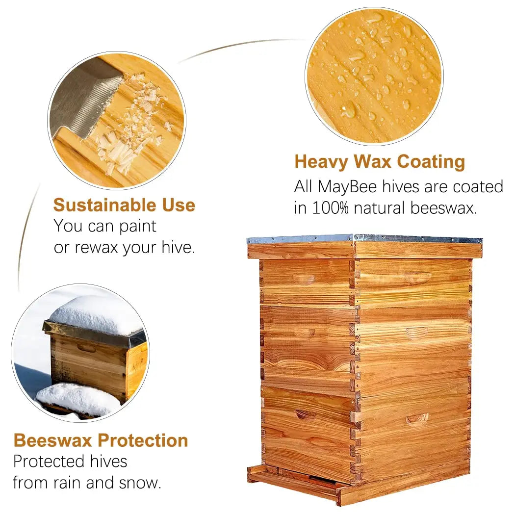 Langstroth Beehive Starter Kit With Beeswax Coated Boxes For Beginners