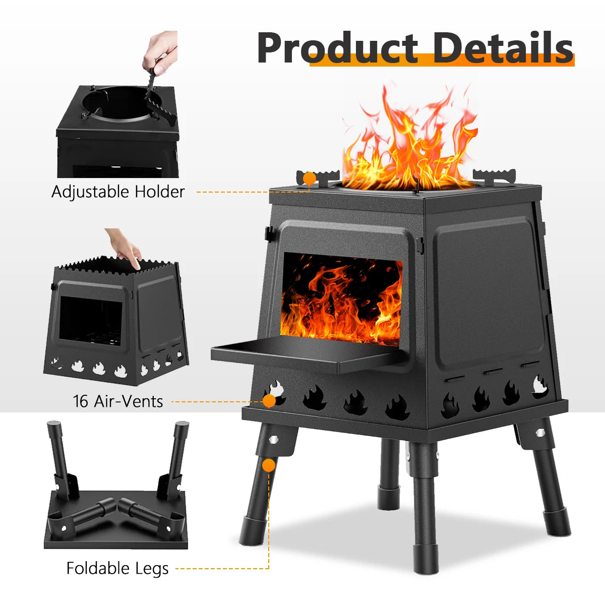 Portable Wood Burning Camp Stove Cast Iron For Outdoor Camping by S And B Enterprise