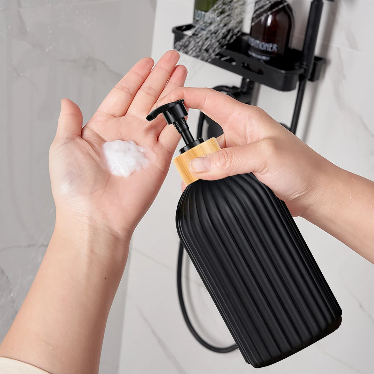 Bathroom Countertop Hand Soap Dispenser And Cotton Ball Organizer
