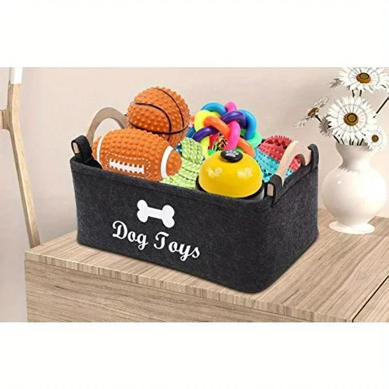Felt Dog Toy Box Organizer For Home Storage Basket by S And B Enterprise