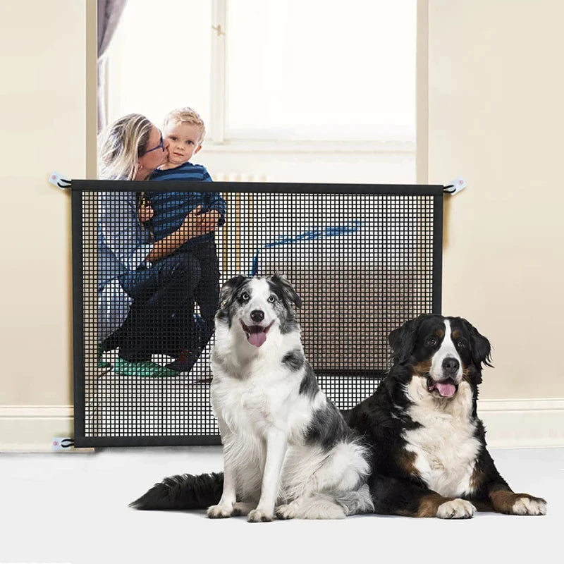 Pet Dog Barrier Fences With 4Pcs Hook Pet Isolated Network Stairs Gate New Folding Breathable Mesh Playpen For Dog Safety Fence by S And B Enterprise
