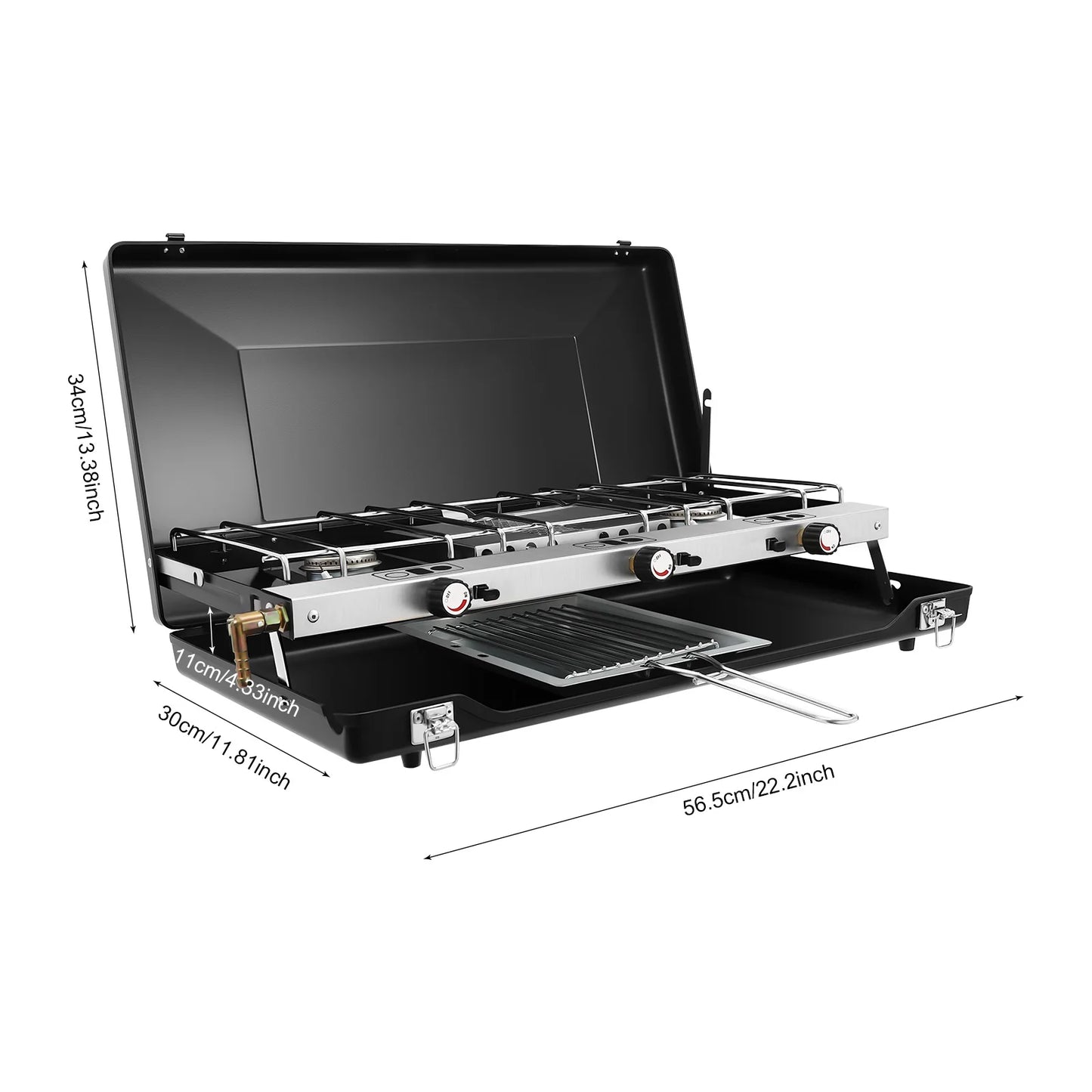 Portable 3-Burner Camping Gas Stove Propane Butane Outdoor Grill by S And B Enterprise