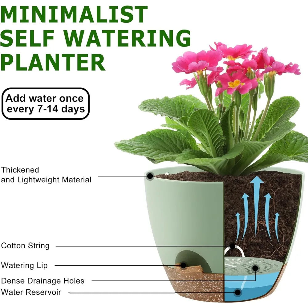 NBVCX Self Watering Plant Pots With Drainage Saucers Indoor Outdoor by S And B Enterprise