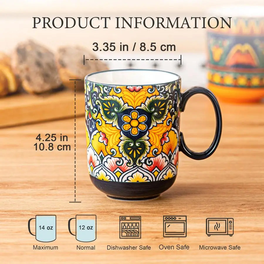 XMSJ Porcelain Coffee Mugs Set Boho Ceramic Latte Cups