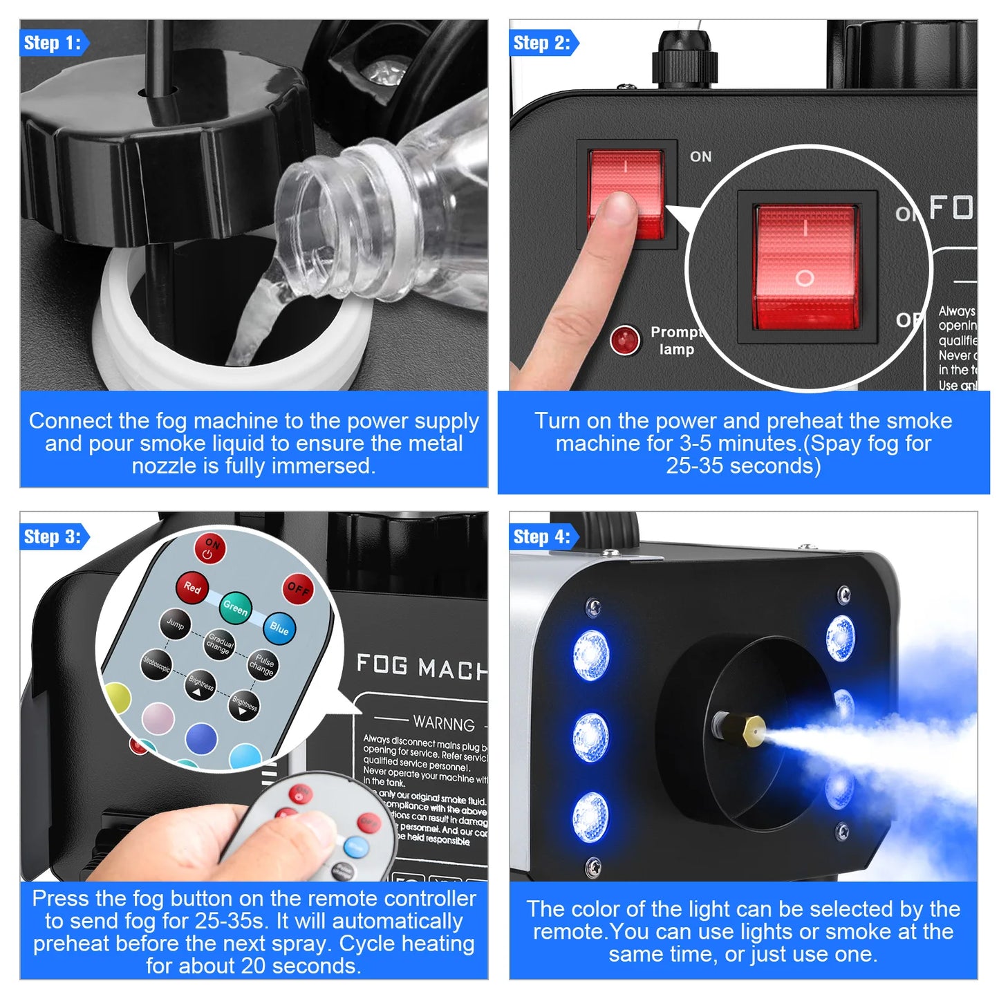 DayFlicker 1200W Fog Machine With RGB LEDs For Stage