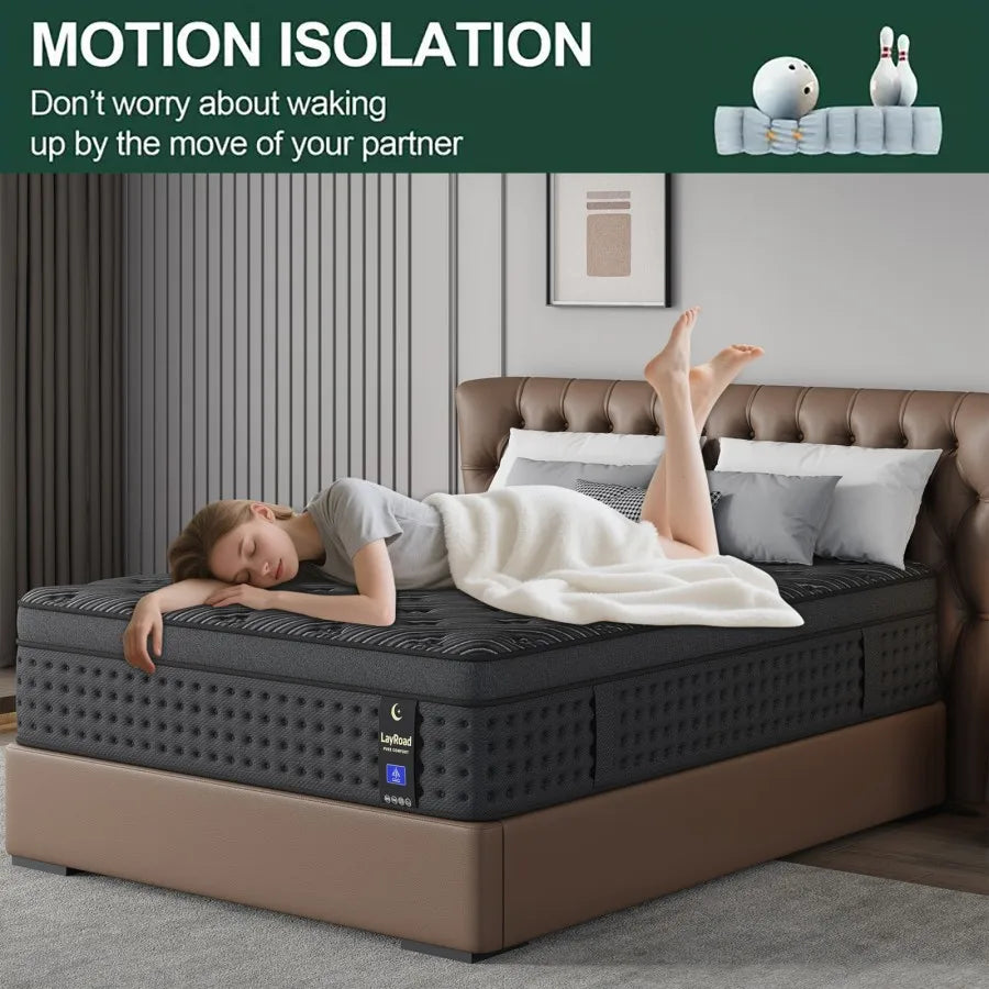 S And B Enterprise memory foam hybrid mattress in a box, 12/14 inch, medium-firm, fiberglass-free
