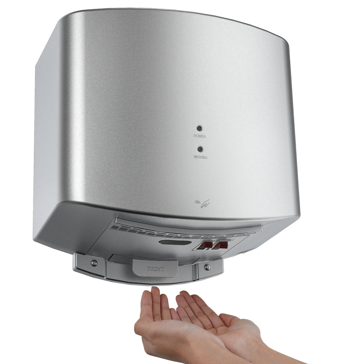 Hand dryer 1400W automatic warm-wind, silver metal housing, built-in filter sponge