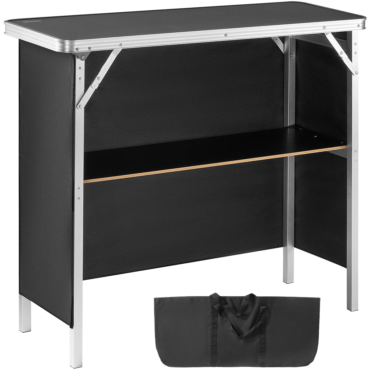 SucceBuy Folding Portable Bar Table With Storage Shelf