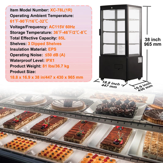 SucceBuy Refrigerated Display Case Countertop Pastry Showcase With Turbo Cooling by S And B Enterprise