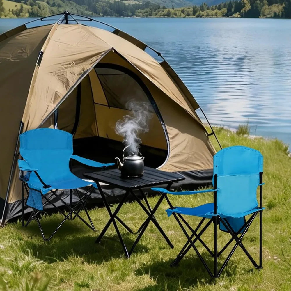 NBVCX Lightweight Folding Camp Chair With High Back Cup Holder by S And B Enterprise