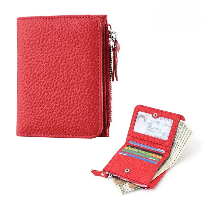 Genuine Leather RFID Wallet for Women With Zipper Coin Pocket