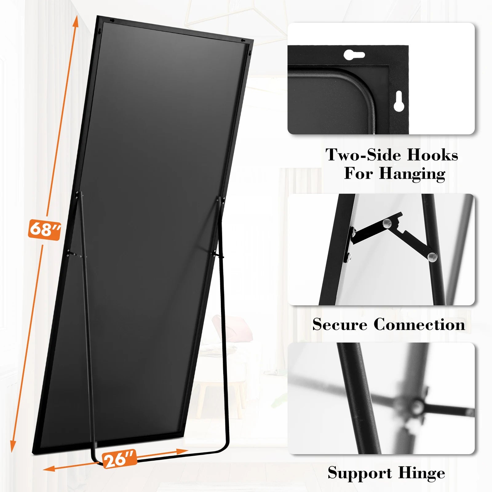 JHK Arched Full Length Mirror With Stand Aluminum Frame For Bedroom by S And B Enterprise