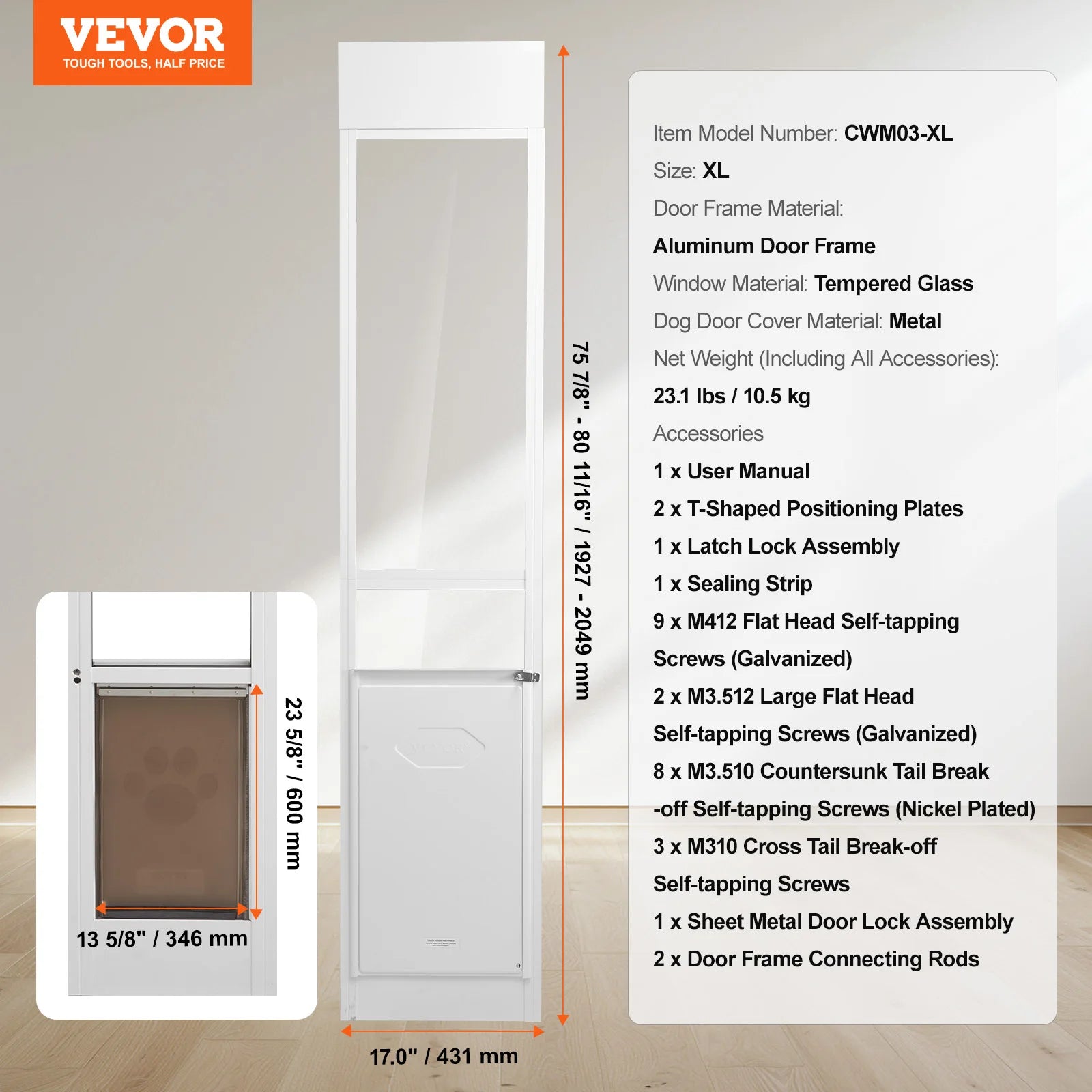 SucceBuy Adjustable Height Dog Door For Sliding Glass Doors by S And B Enterprise