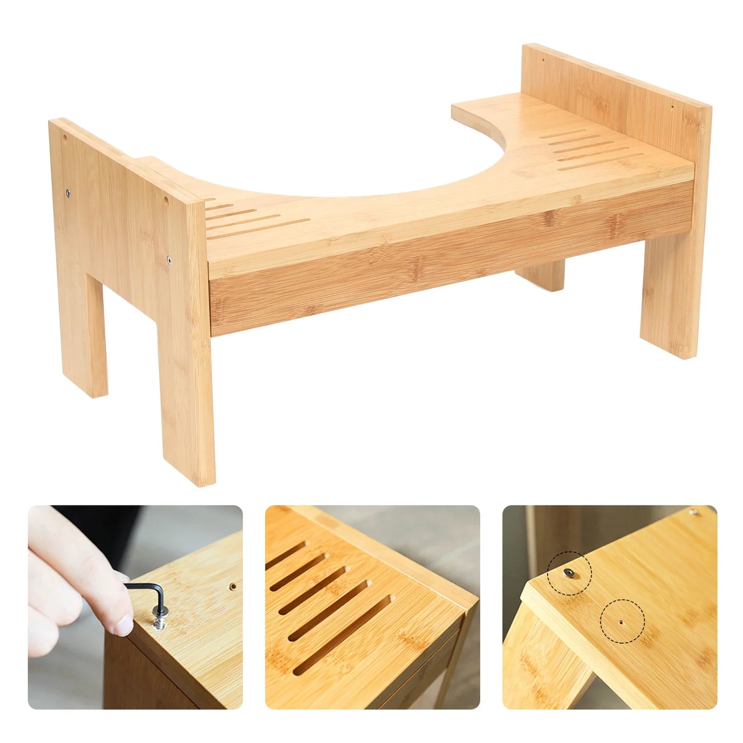 Adjustable Toilet Squatty Step Stool Bamboo Wood Bathroom Potty Aid Piles Relief 7-9 Inches by S And B Enterprise
