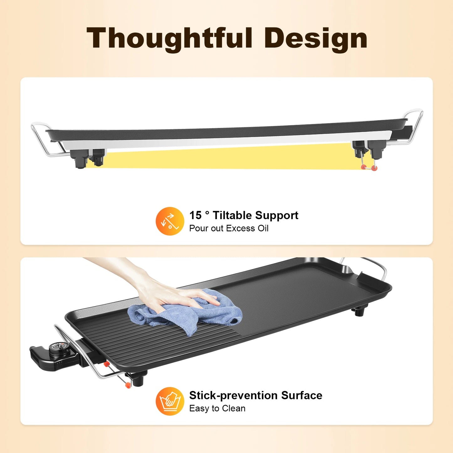 Electric Griddle Grill 1500W Nonstick Aluminum Indoor Outdoor by S And B Enterprise