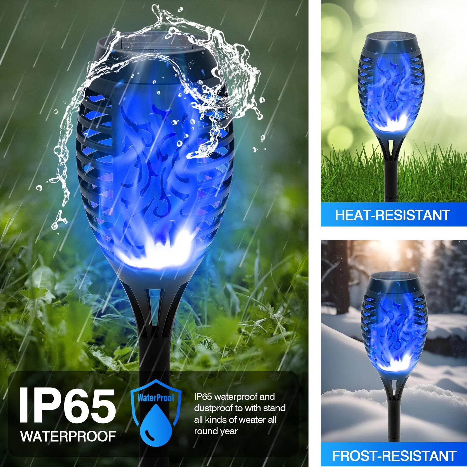 Solar Torch Lights Outdoor Flickering Flame Waterproof Garden Decor by S And B Enterprise