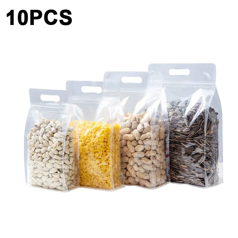 Transparent Stand Up Pouch Bags Ziplock Reusable Food Storage
