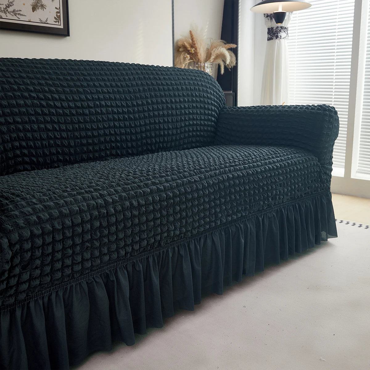 NONECN Seersucker Sofa Cover Stretch Slipcover Anti Dirt Living Room