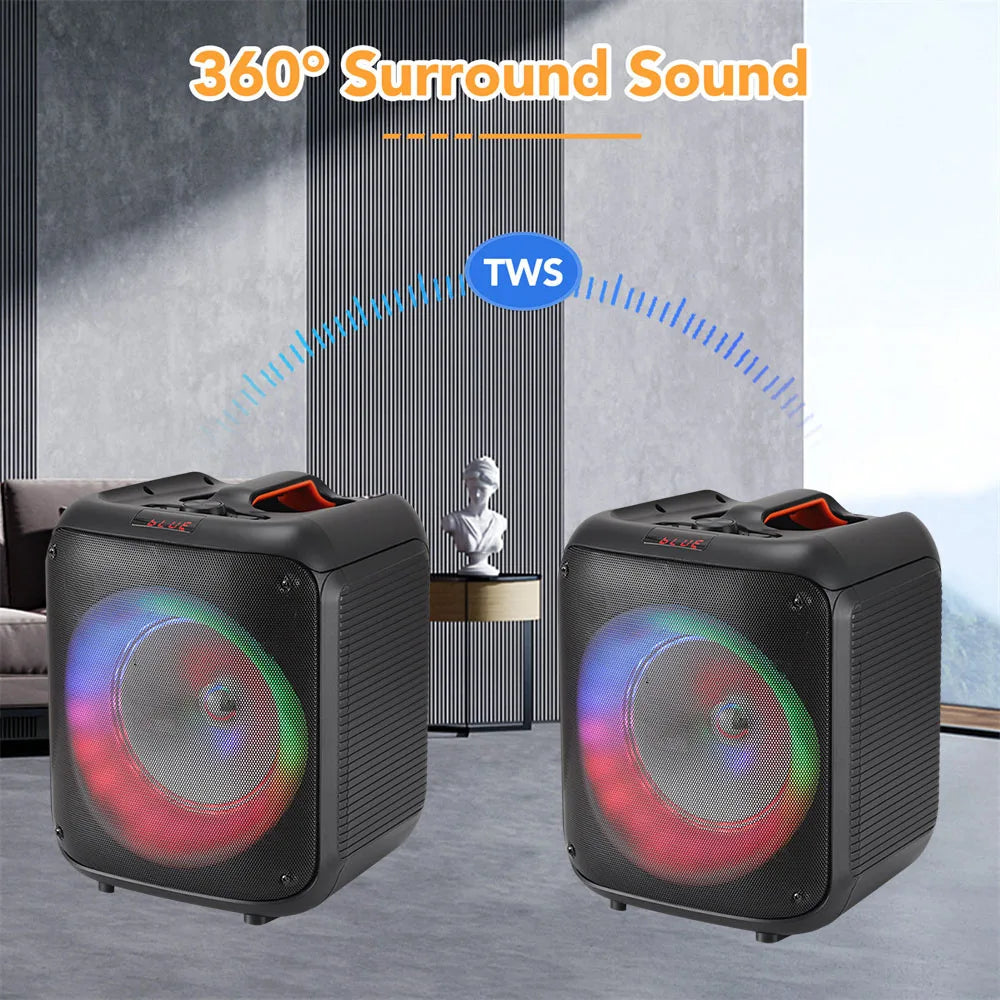 CURUK 6000W Portable Bluetooth Speaker With LED Lights And Mic