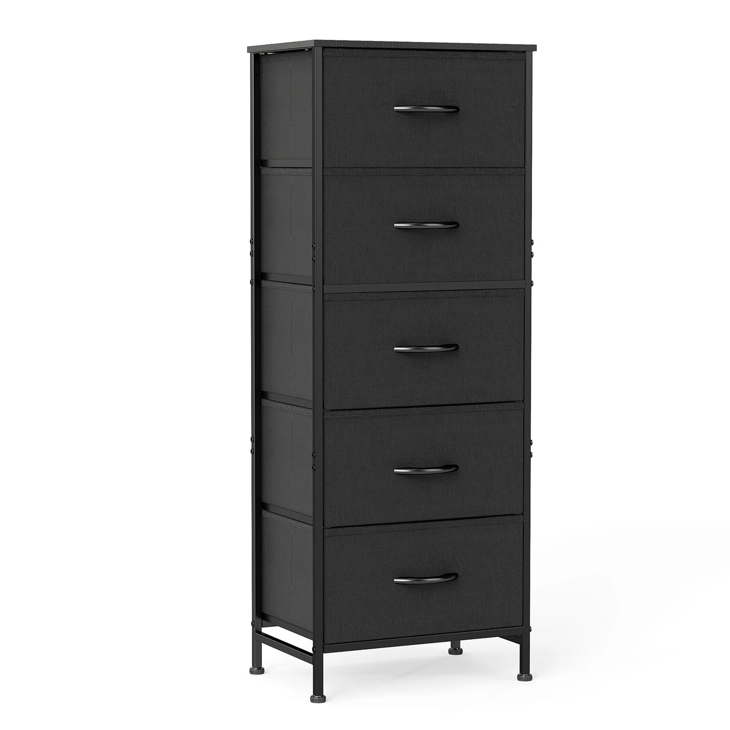 JHK 48IN Dresser For Bedroom With 5 Fabric Drawers Nightstand Wardrobe Steel Frame Closet For Clothes Storage Cabinet Furniture by S And B Enterprise