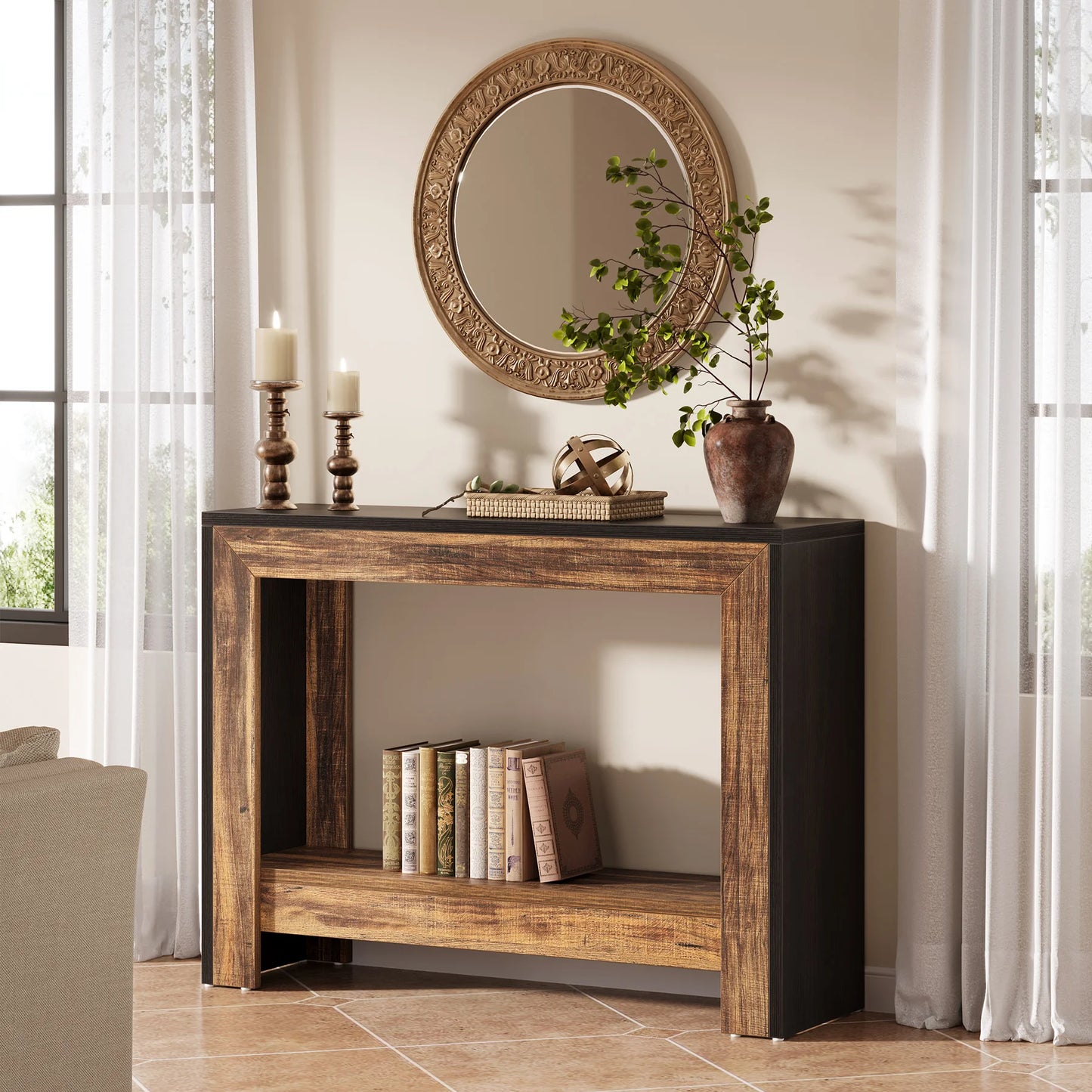 Tribesigns Rustic Wood Console Table With Storage Hallway Easy Assembly by S And B Enterprise