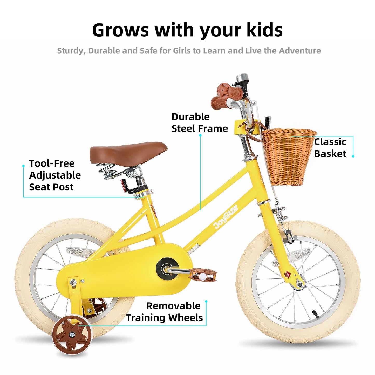 Joystar Kids Bike For Girls With Training Wheels And Basket