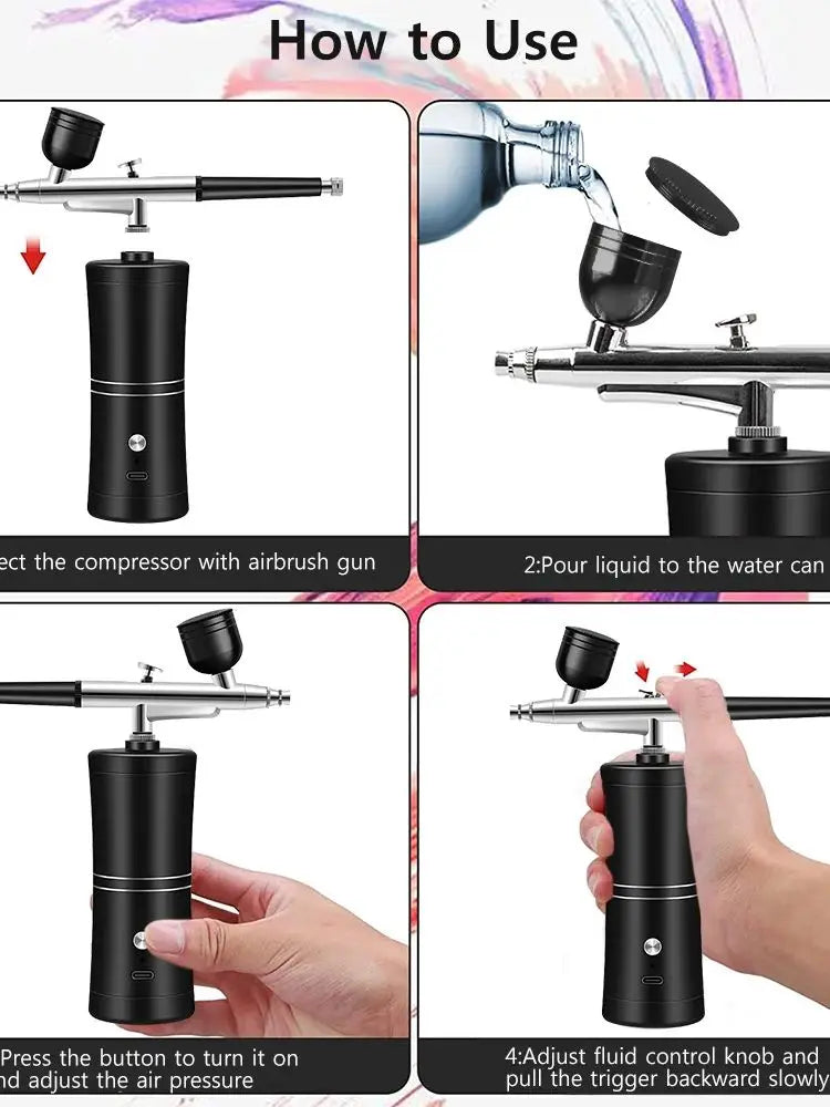 Portable Airbrush With Compressor Kit For Beauty Nail Art Cake Decorating Makeup Model Painting by S And B Enterprise