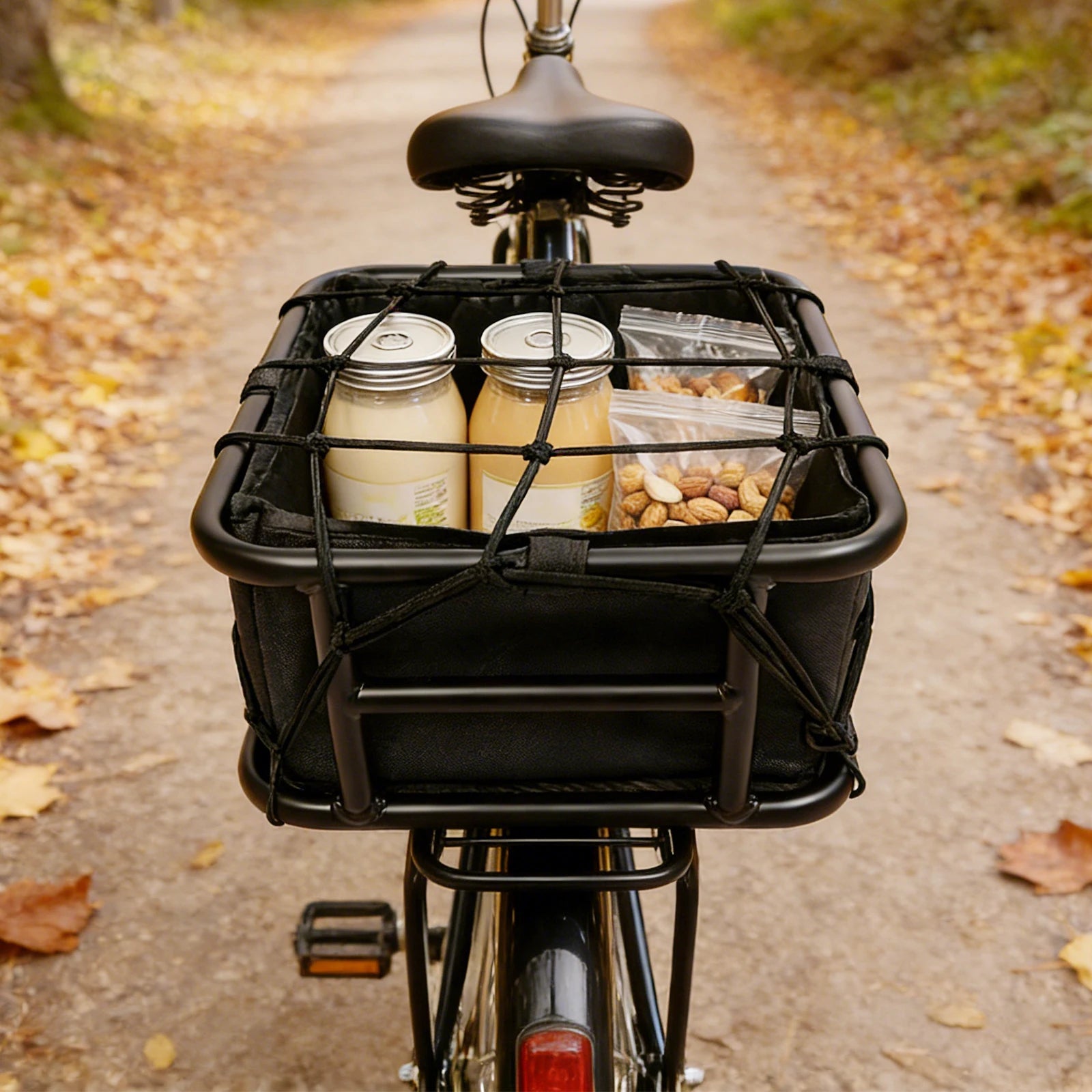 42x32x15cm/32.5x28.5x15cm Bicycle Basket Rear Bike Basket with Luggage Net and Basket Inner Liner 27kg/60 lbs Load-bearing Capacity by S And B Enterprise