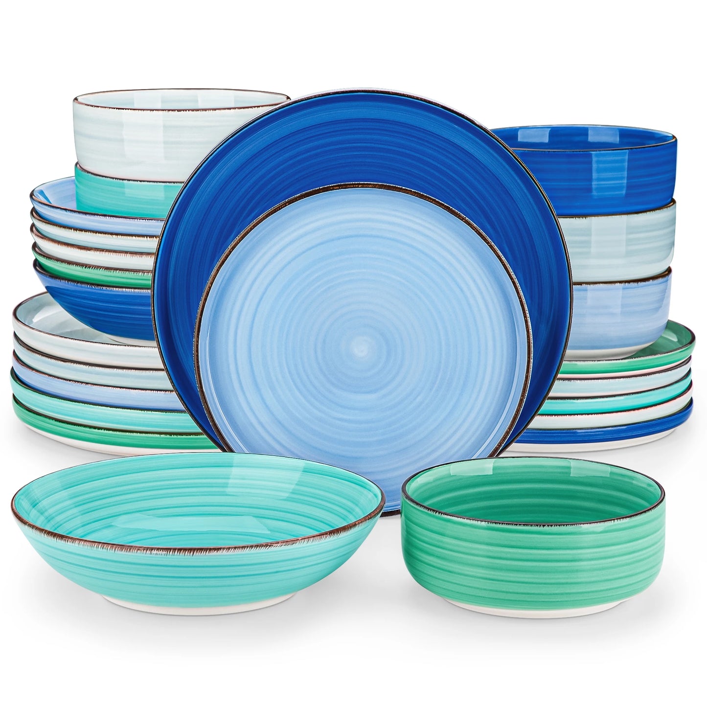 MALACASA Ceramic Dinnerware Set Handpainted Spiral Pattern by S And B Enterprise