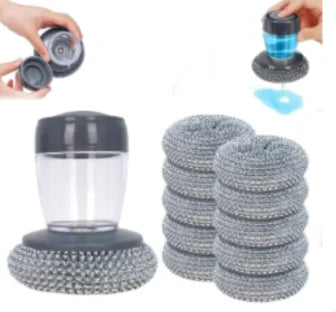 Self-Filling Soap Dispenser Brush by S And B Enterprise with replaceable gray scrub discs