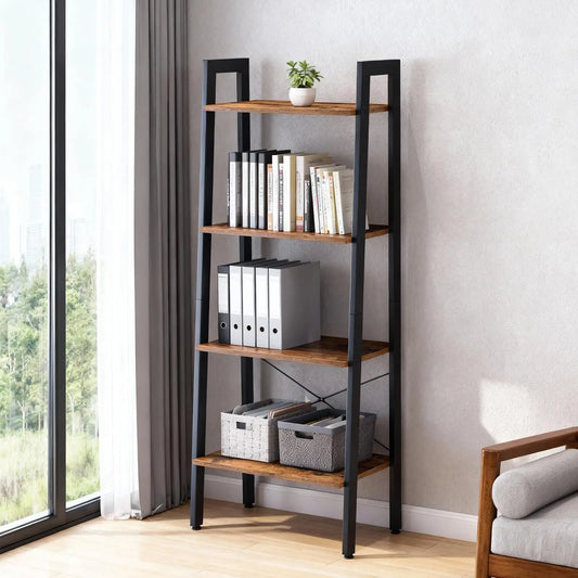 JHK 4-Tier Wooden Display Bookshelf For Living Room Organization