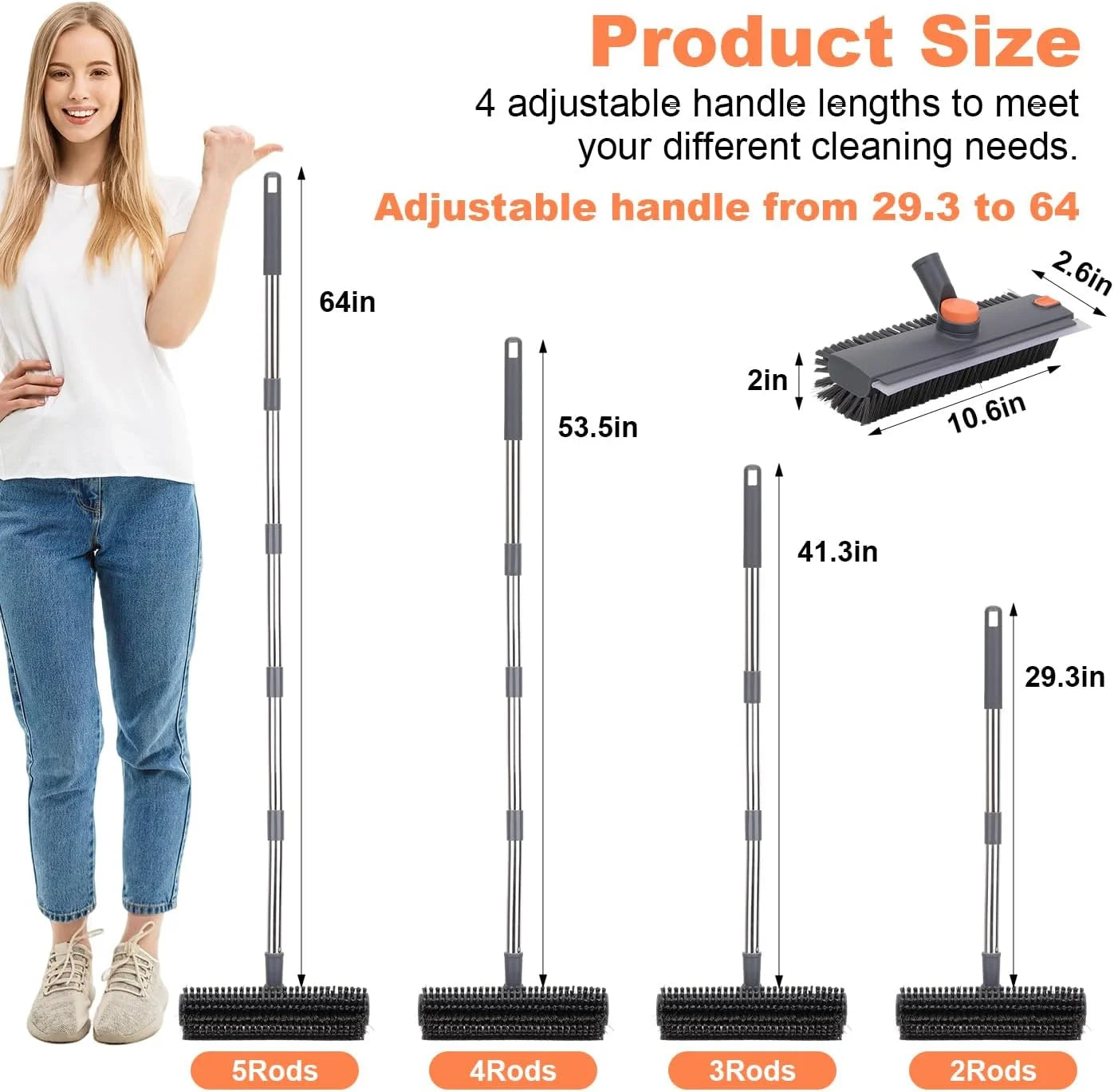 Floor Scrub Brush With Long Handle 3-In-1 Heavy Duty Scrubber by S And B Enterprise