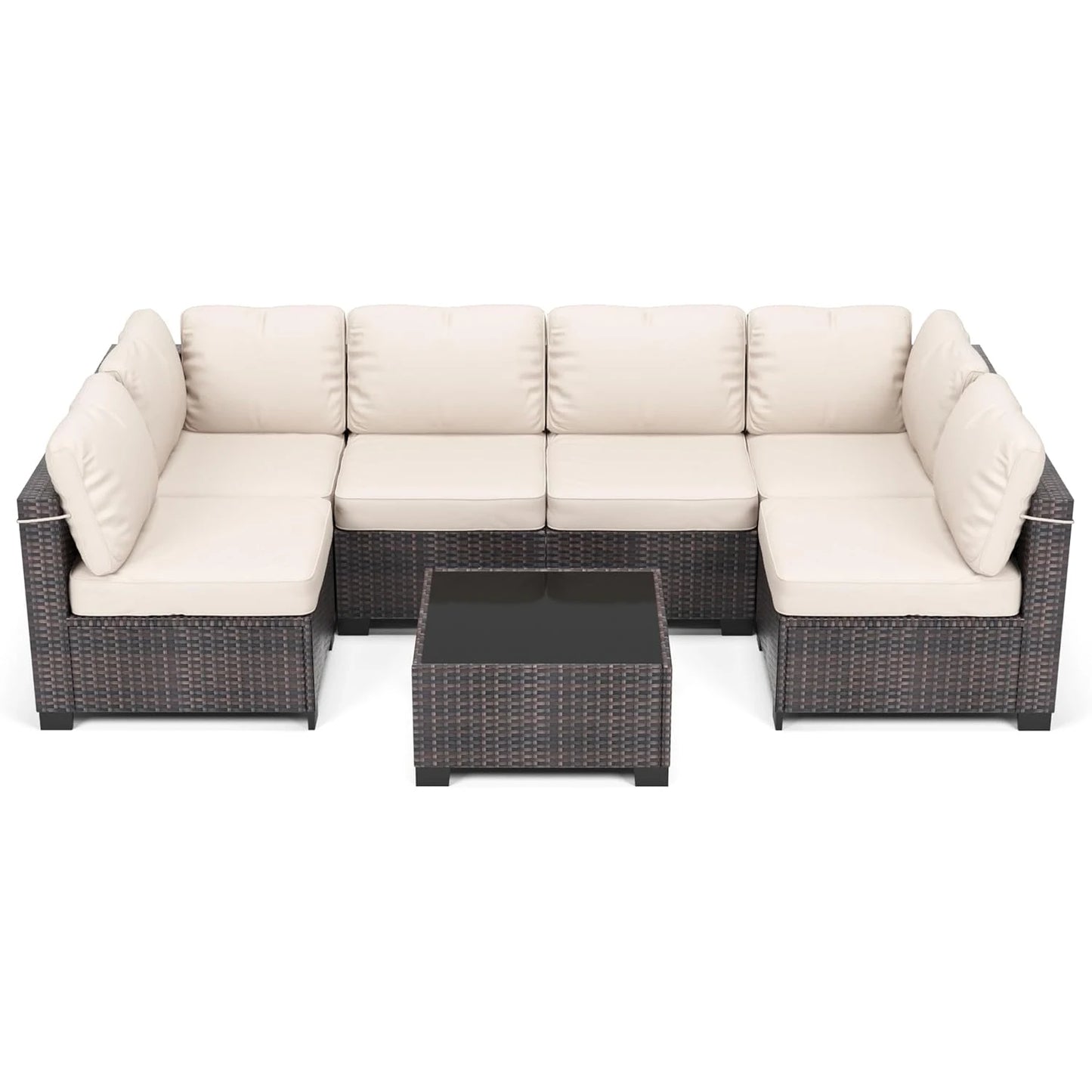 HobbyLane 7 Piece Modular Outdoor Furniture Set PE Rattan Wicker Garden