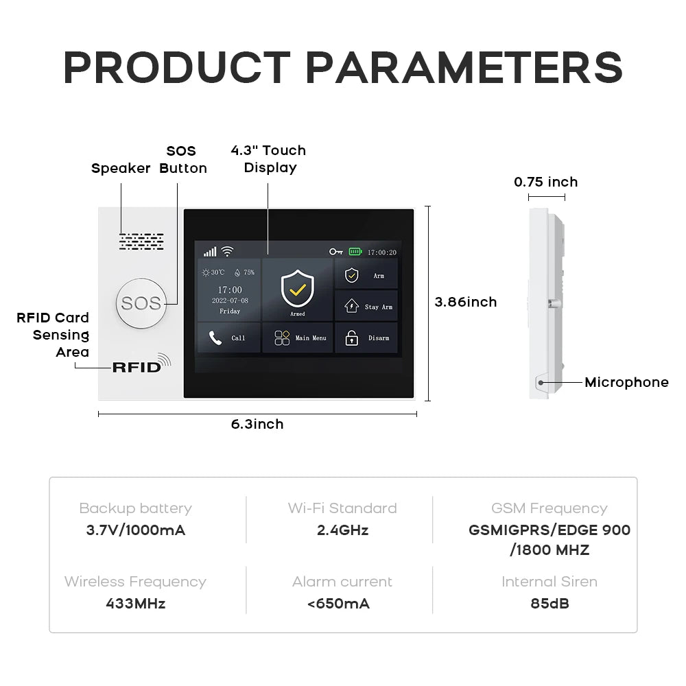 PGST No Monthly Fee Wireless Home Security System 4G WiFi
