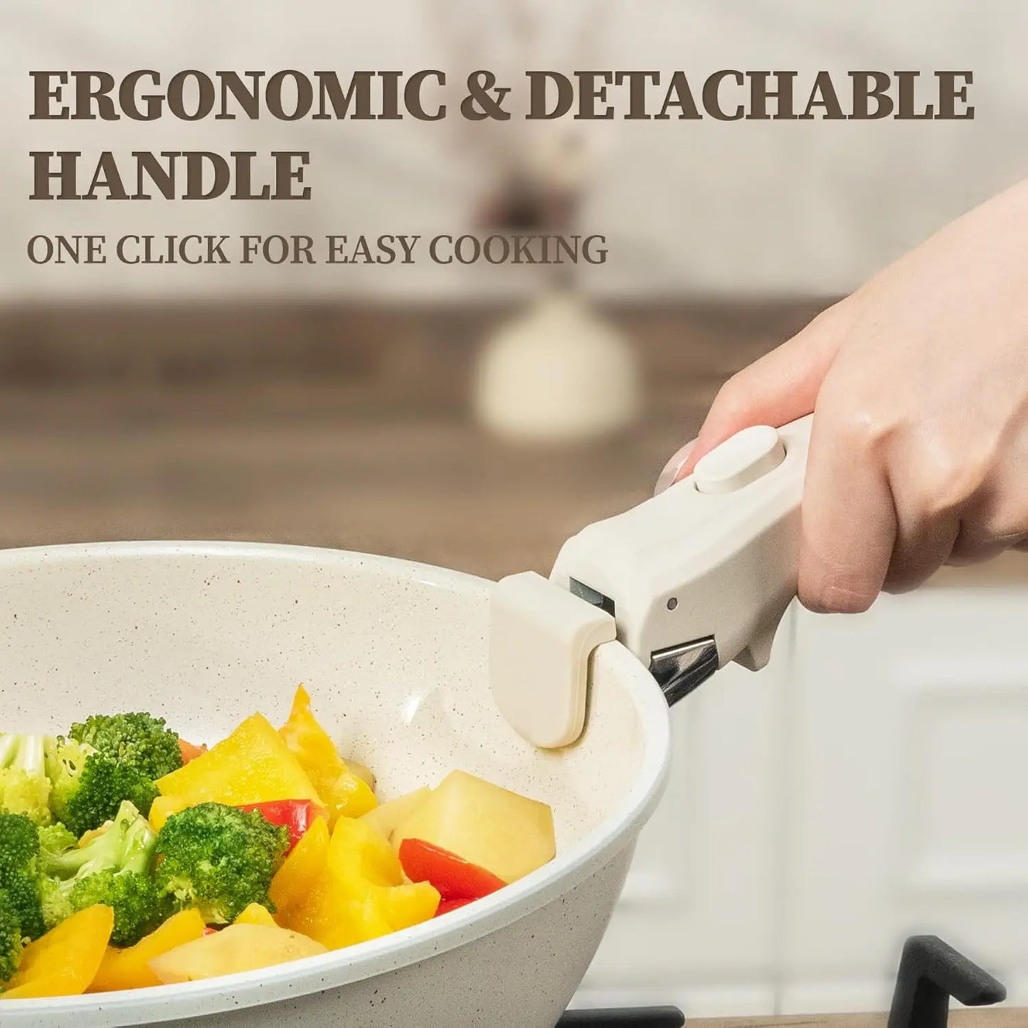 Ceramic 23-Piece Detachable-Handle Cookware Set Nonstick Induction Safe by S And B Enterprise