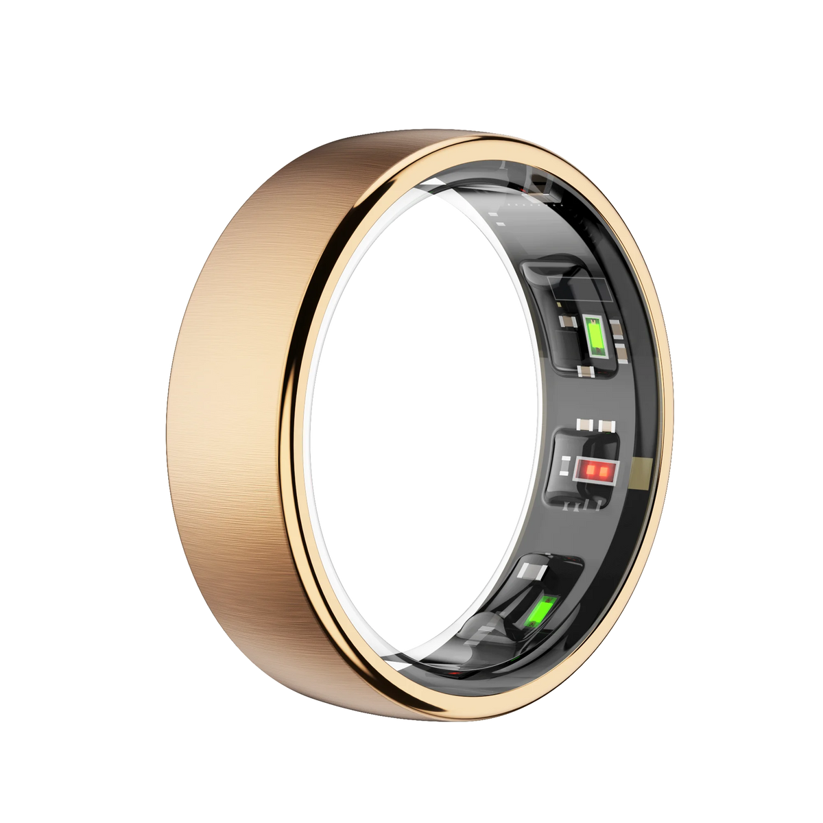 New R10 waterproof smart ring; gold-tone exterior with black inner shell and health monitor sensors