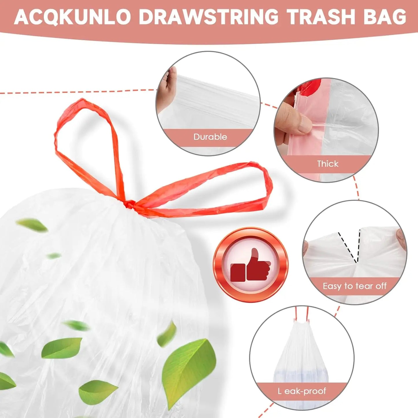 Drawstring Trash Bags 60 Count 4 Rolls For Bathroom Kitchen by S And B Enterprise