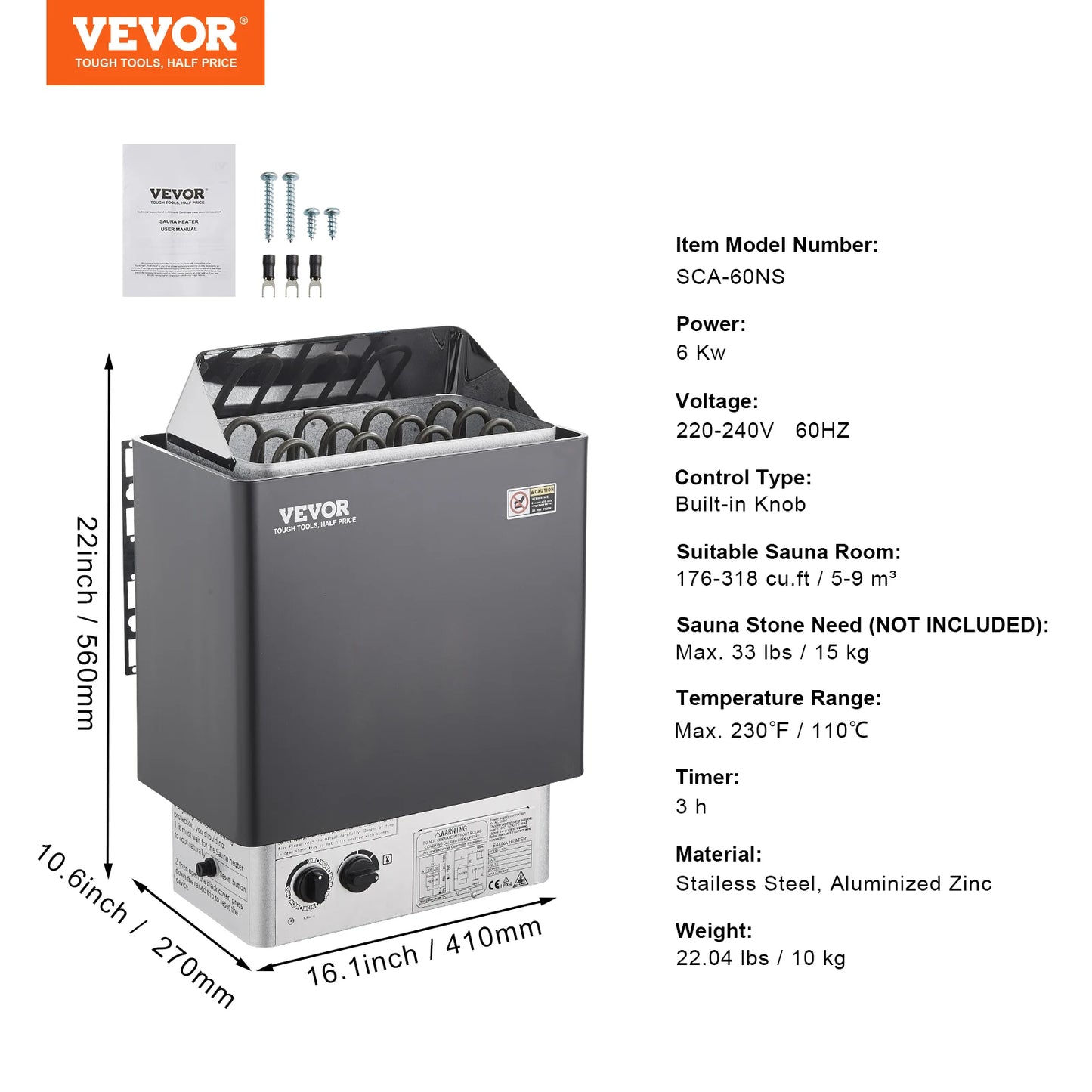 Sauna Heater 220V Electric Sauna Stove For Home Spa by S And B Enterprise