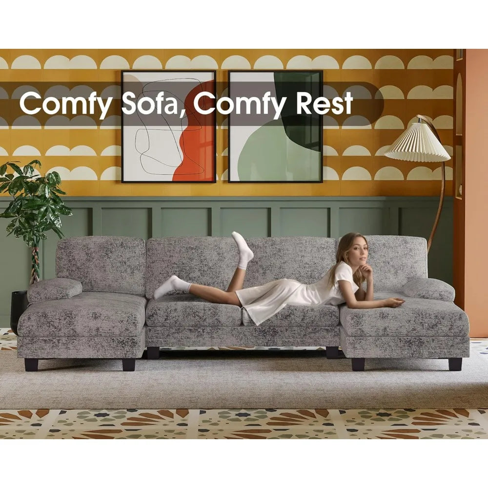 U Shaped Sectional Sofa With Double Chaise Living Room Couch