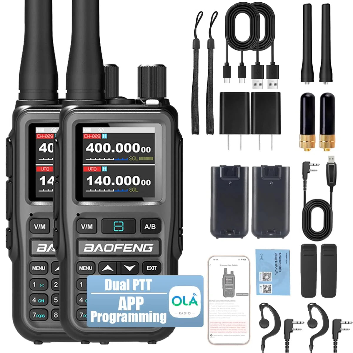 Clorgo Baofeng UV5R Dual Band Radio 5W NOAA Bluetooth