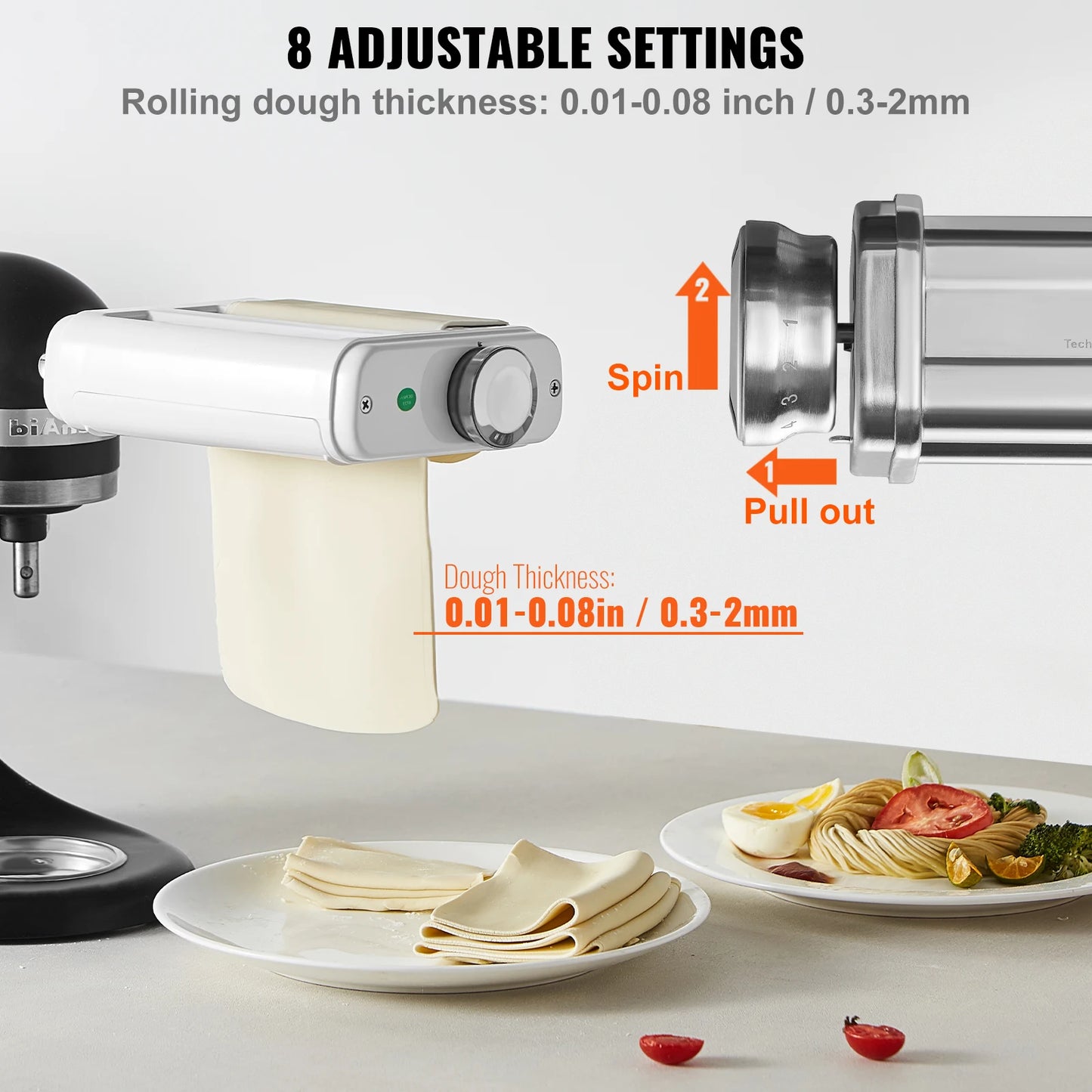 SucceBuy Three-In-One Pasta Attachment for KitchenAid Stand Mixer Stainless Steel