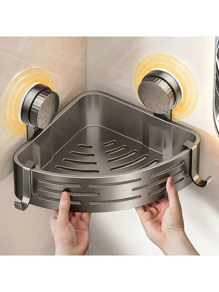 Wall Mounted Shower Basket,Rust-Free Suction Shelf, Holds Toiletries&Towel, Quick Installation, No Tools Needed, Easy Wipe Clean by S And B Enterprise