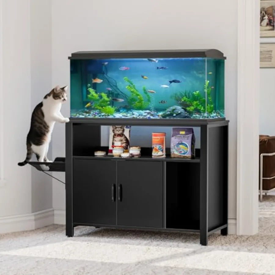 Breeder Tank Stand With Hidden Cat Litter Cabinet And Perch