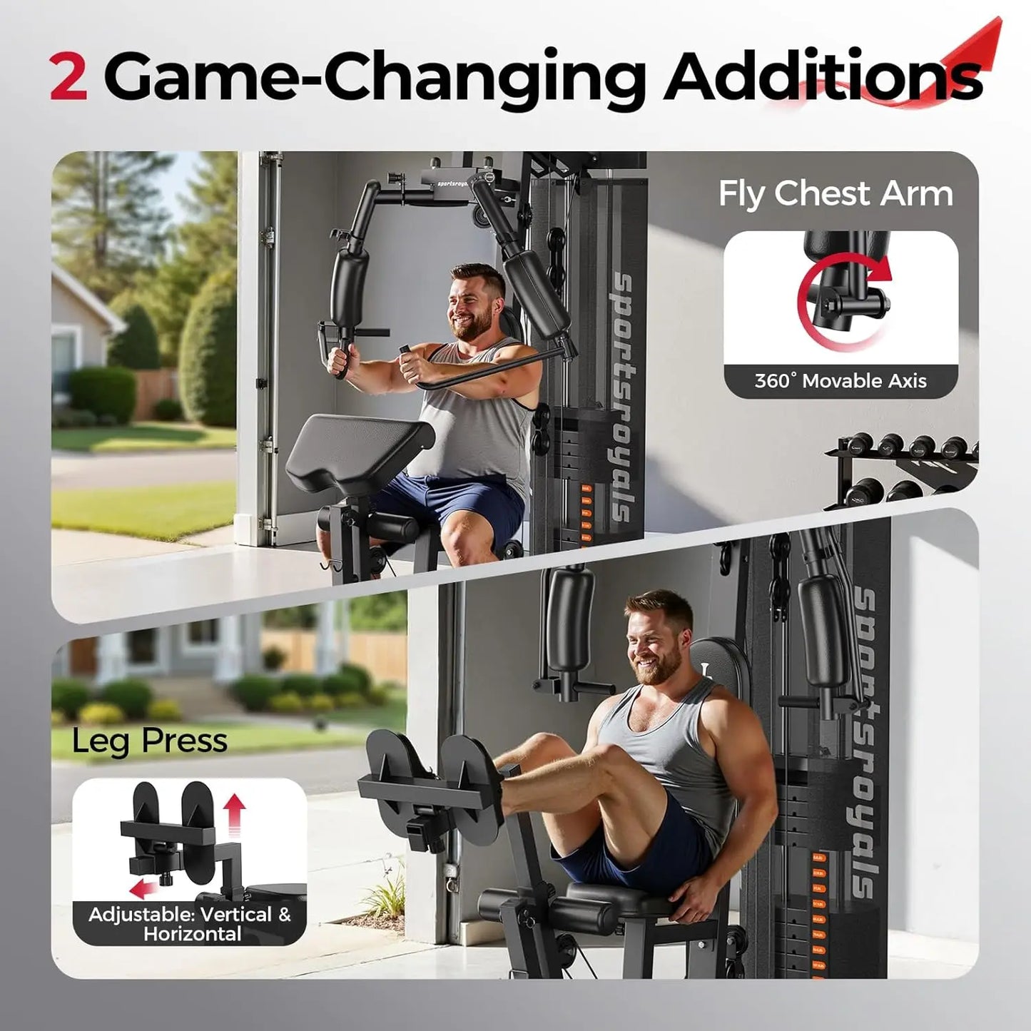 Sportsroyals Home Gym Equipment, 150LBS Weight Stack, Full Body Workout Machine with Pulley System for Strength Training by S And B Enterprise