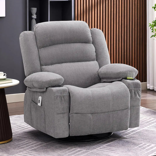 Rocker Recliner Chair With Heat And Massage 360 Swivel