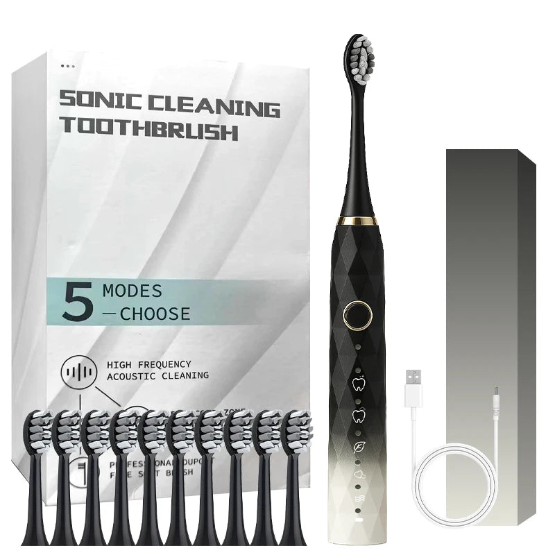 Electric Toothbrush Rotary Cleaning Waterproof With Timer USB Rechargeable by S And B Enterprise
