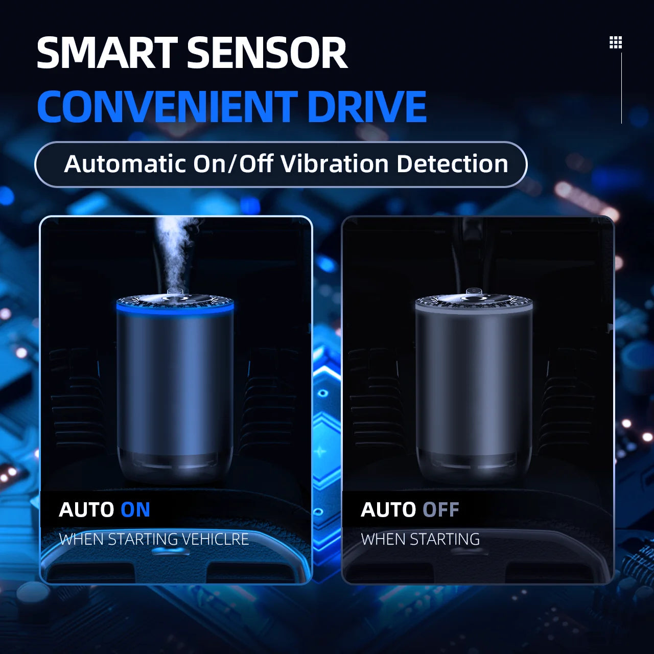 Smart Car Air Freshener Diffuser With RGB Lights 3 Modes